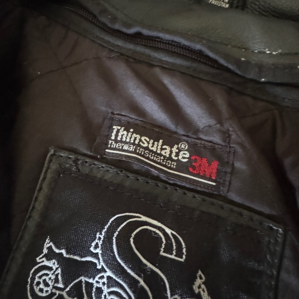 LeatherKing Women's Large Black Full Zip Leather Jacket Motorcycle Thinsulate 3M - Picture 5 of 9